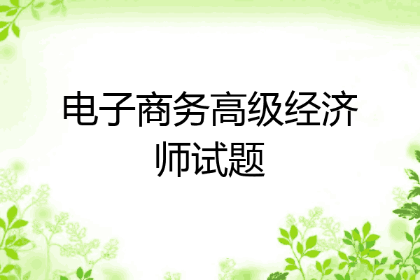 电子商务高级经济师试题