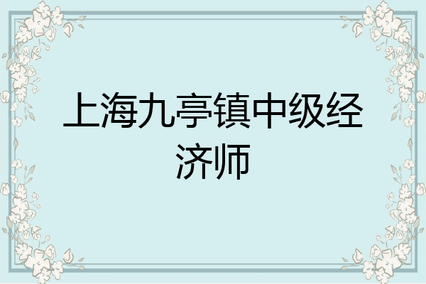 上海九亭镇中级经济师
