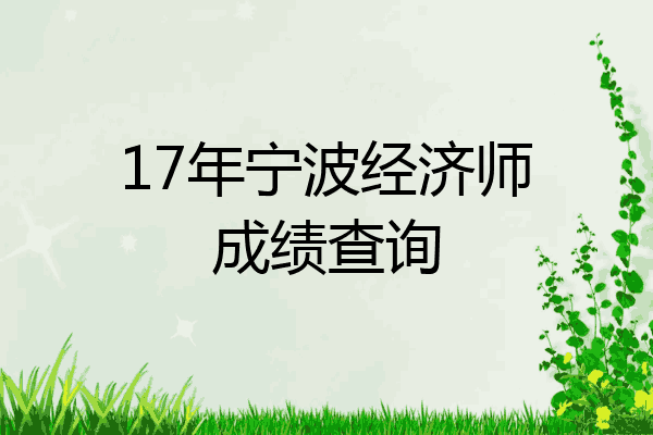 17年宁波经济师成绩查询