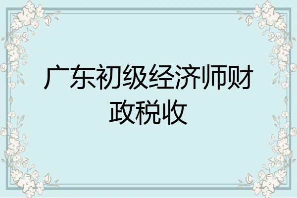 广东初级经济师财政税收