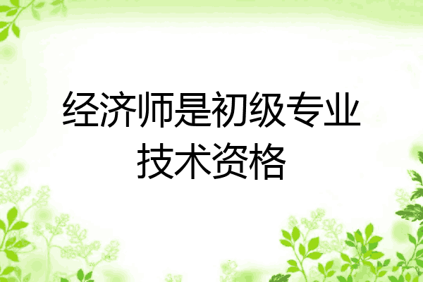 经济师是初级专业技术资格