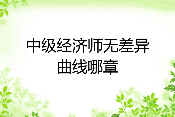 中级经济师无差异曲线哪章