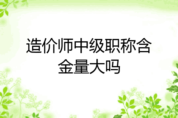 造价师中级职称含金量大吗