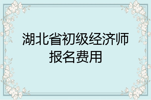 湖北省初级经济师报名费用