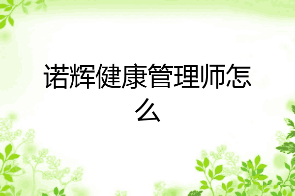 诺辉健康管理师怎么