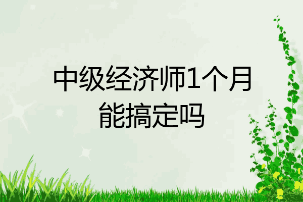 中级经济师1个月能搞定吗