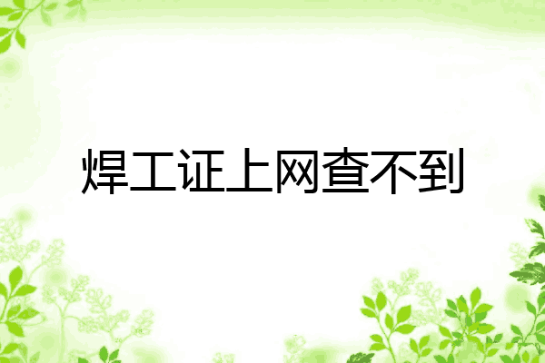 焊工证上网查不到