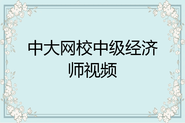 中大网校中级经济师视频