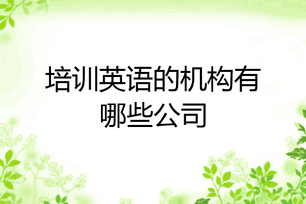 培训英语的机构有哪些公司