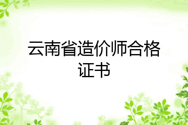云南省造价师合格证书