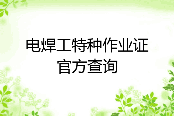 电焊工特种作业证官方查询