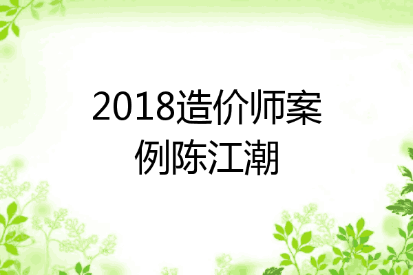 2018造价师案例陈江潮