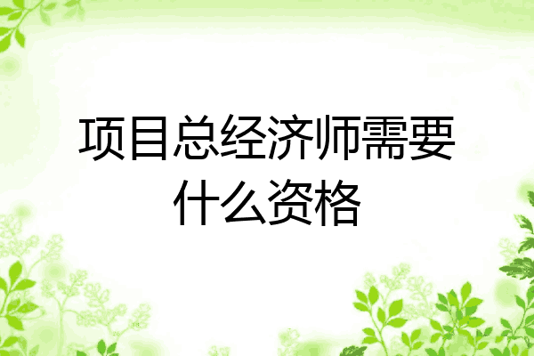 项目总经济师需要什么资格