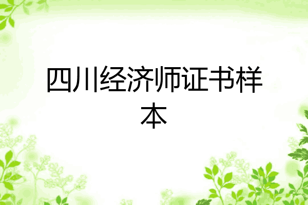 四川经济师证书样本