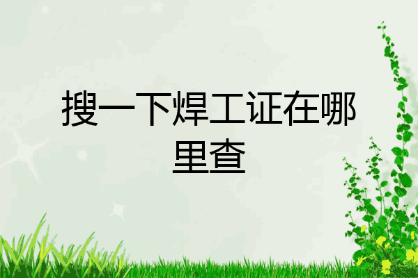 搜一下焊工证在哪里查