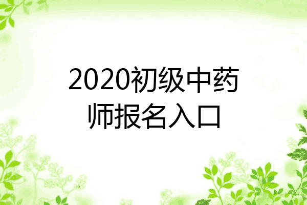 2020初级中药师报名入口