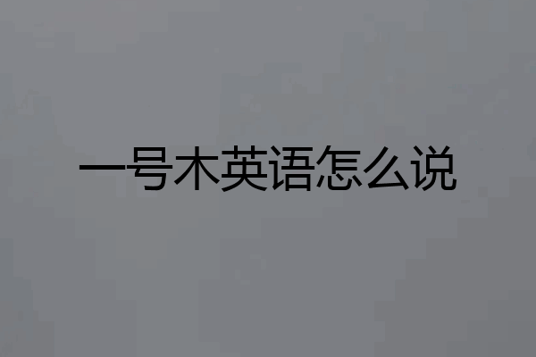 一号木英语怎么说