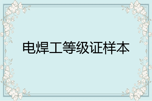 电焊工等级证样本