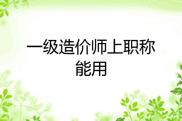 一级造价师上职称能用