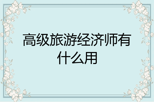 高级旅游经济师有什么用