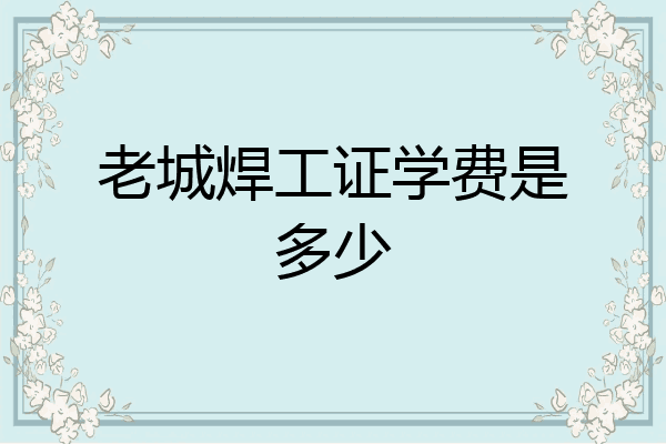 老城焊工证学费是多少