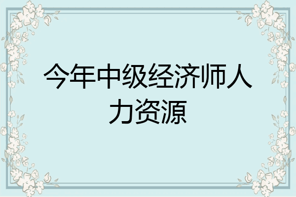 今年中级经济师人力资源