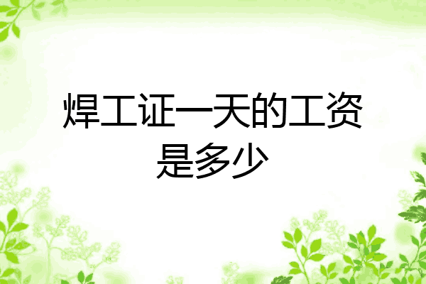 焊工证一天的工资是多少