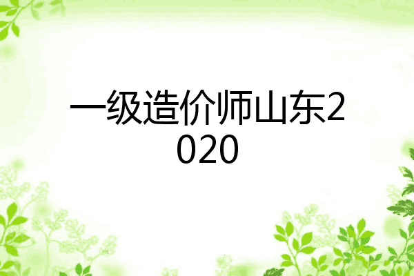 一级造价师山东2020