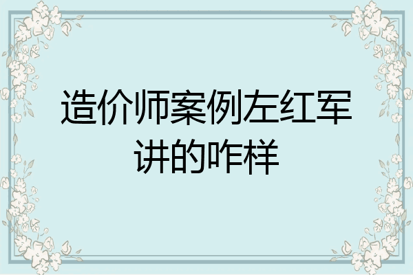 造价师案例左红军讲的咋样