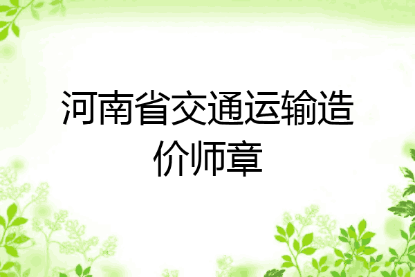 河南省交通运输造价师章