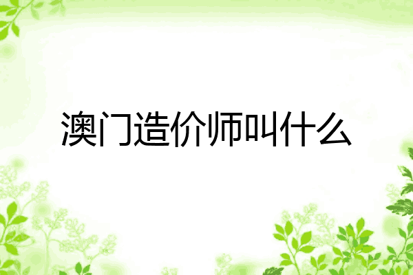 澳门造价师叫什么