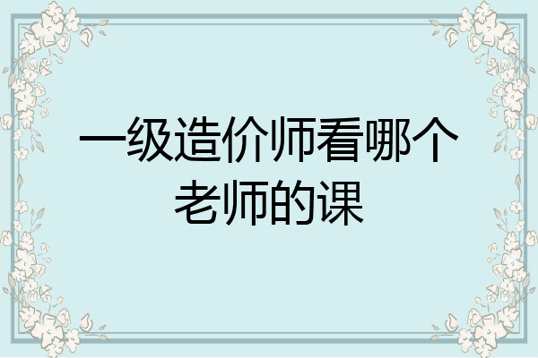 一级造价师看哪个老师的课