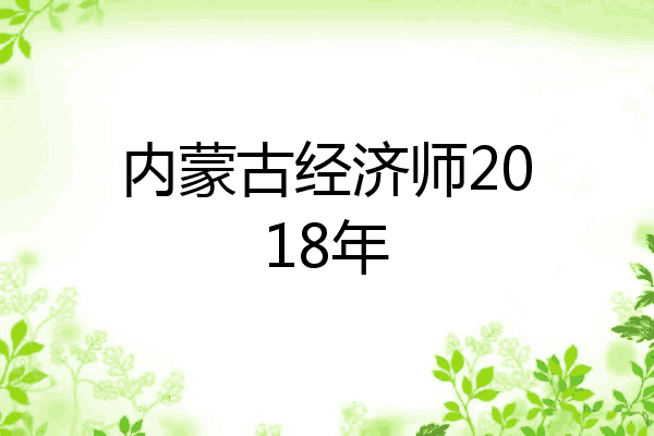 内蒙古经济师2018年