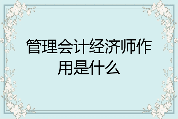 管理会计经济师作用是什么