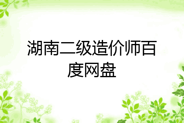 湖南二级造价师百度网盘