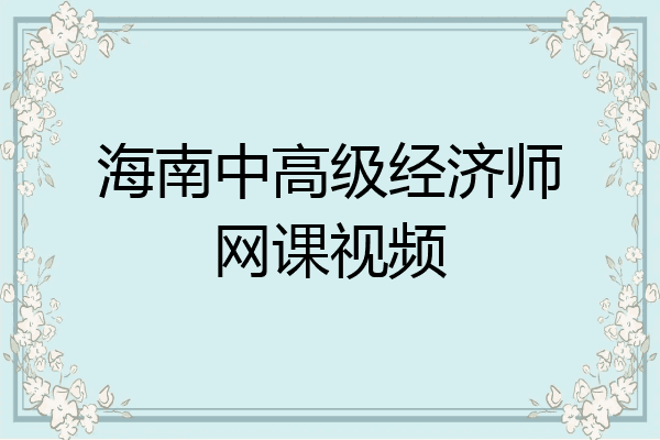 海南中高级经济师网课视频