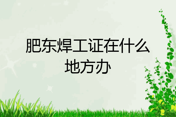 肥东焊工证在什么地方办