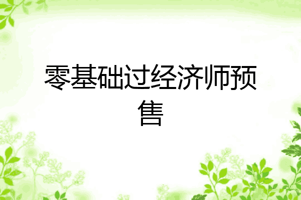 零基础过经济师预售