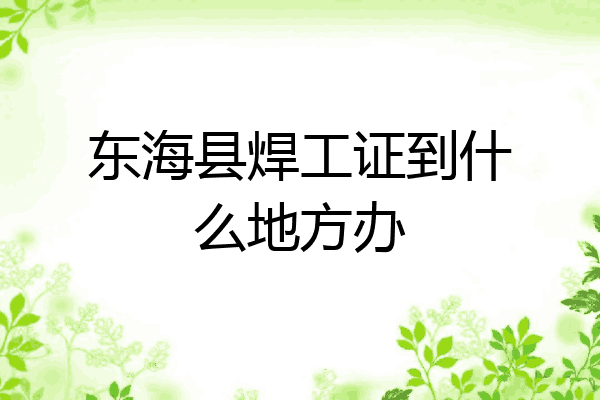东海县焊工证到什么地方办
