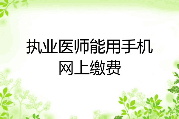 执业医师能用手机网上缴费