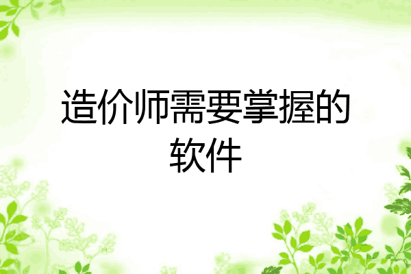造价师需要掌握的软件