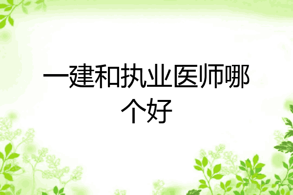 一建和执业医师哪个好