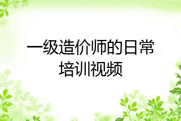 一级造价师的日常培训视频