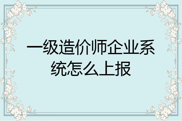 一级造价师企业系统怎么上报