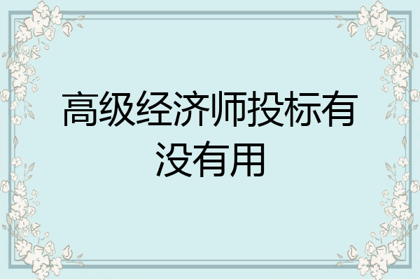高级经济师投标有没有用