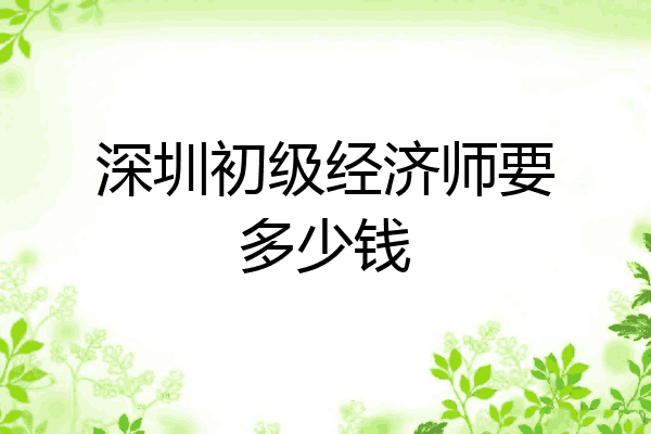 深圳初级经济师要多少钱