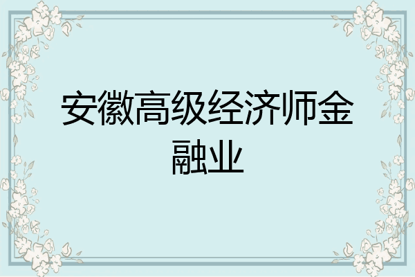 安徽高级经济师金融业