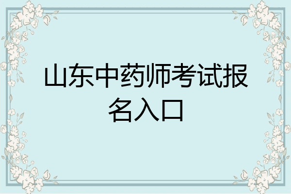 山东中药师考试报名入口