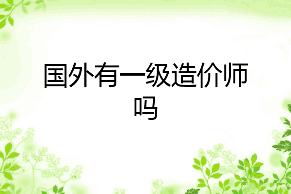 国外有一级造价师吗