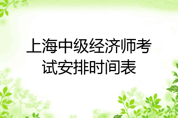 上海中级经济师考试安排时间表